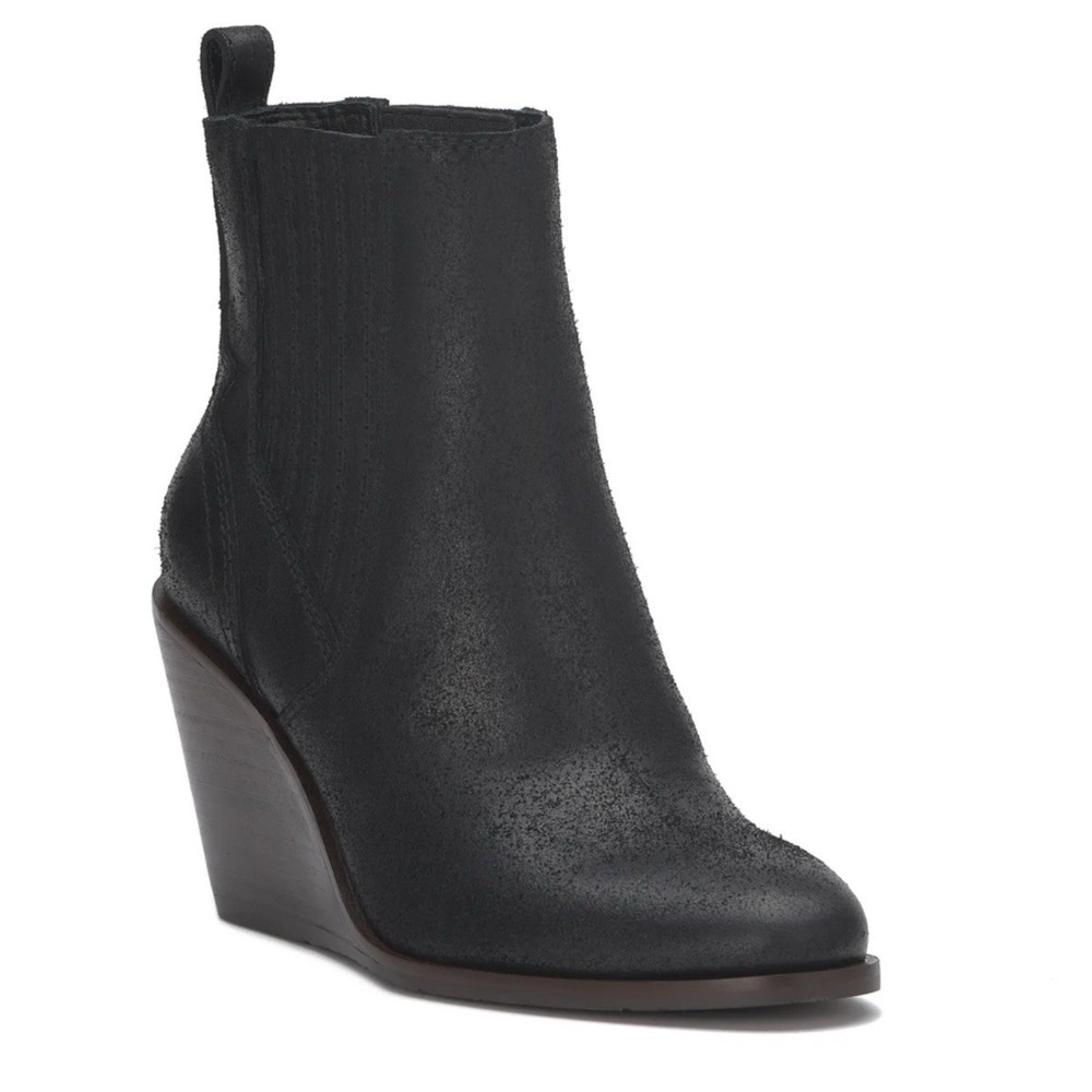 NWOB Lucky Brand Wilano Boots Women's US 9.5 Black Suede‎ Wedge Heel Booties
